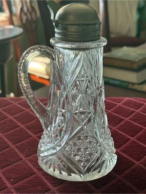 Antique Brillian Cut Crystal Syrup Decanter